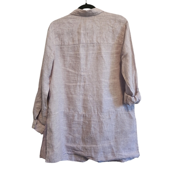 TAHARI 100% LINEN LIGHT PURPLE TUNIC SIZE M - Picture 2 of 6